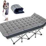 NAIZEA Folding Camping Cots for Adults, Folding Cot Bed Camping Bed Camp Cot Portable Military Cot, Double Layer Oxford Strong Heavy Duty Wide Sleeping Cots with Carry Bag for Camp Office Use