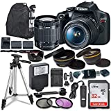 Canon EOS Rebel T7 Digital SLR Camera with Canon EF-S 18-55mm Image Stabilization II Lens, Sandisk 32GB SDHC Memory Cards, Accessory Bundle