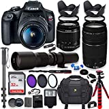 (Renewed) Canon EOS Rebel T7 DSLR Camera with 18-55mm is II Lens Bundle + Canon EF 75-300mm f/4-5.6 III Lens and 500mm Preset Lens + 32GB Memory + Filters + Monopod + Professional Bundle