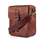 MegaGear Genuine Leather Camera Messenger Bag for Mirrorless, Instant and DSLR, Brown (MG1329)