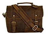 Leather Camera Messenger Bag for DSLR/Mirrorless Camera by Basic Gear - Vintage, Rustic Look - Fits Sony, Canon, Nikon, Olympus, Pentax with Lenses and Accessories (Brown)