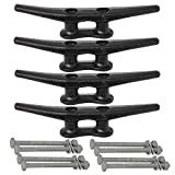 VEITHI 6 inch Electrophoretic Coated Black Dock Cleats (4 Pack), Perfect as Cleat Hook for Boat Docks, Decks, Piers for Tying up Boats, Kayaks and Jet ski's.