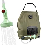 KIPIDA Solar Shower Bag,5 gallons/20L Solar Heating Camping Shower Bag with Removable Hose and On-Off Switchable Shower Head for Camping Beach Swimming Outdoor Traveling Hiking (Green)