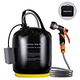 Portable Camping Shower, 5gallons/20 liters Rechargeable air Pump Outdoor Electric Camping Shower, 8 Spray Modes, Solar Heating Black PVC airbag, Built-in Thermometer, Beach, Camping, Hiking