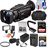 Sony Handycam FDR-AX700 4K HD Video Camera Camcorder with 64GB Card + Battery & Charger + Case + LED Light + Microphone + Stabilizer + Filter + Kit