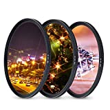JJC 58mm Variable Star Filter Cross Screen Starburst Filter Kit for Canon EF-S 18-55mm f3.5-5.6 for Nikon AF-S 50mm f1.8G for Fujifilm XF 18-55mm f2.8-4 R Lens & Other Lenses with 58mm Filter Thread
