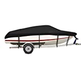 UXUNBlue Marine Grade Trailerable Boat Cover Commercial Light Weight Fits V-Hull Tri-Hull Runabouts and Bass Boats Accessories 17-19ft | 20-22ft (Black, Model D-Length:20'-22'Beam Width:up to 106')