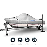 Boat Cover, NORTHING Upgraded Silver-Coated 900D Marine Grade Polyester Trailerable Bass Boat Cover Fits V-Hull Fishing Boat,Runabout, Support Pole Included (Length:17'-19' Beam Width: up to 102')