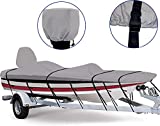 Tuszom 100% Waterproof Bass Boat Cover 800D Marine Grade Polyester Canvas Trailerable Anti-UV Bass Tracker Boat Cover, 16-18.5 ft Long by up to 98 inches Wide