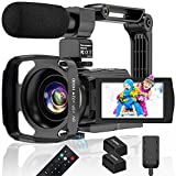 4K Camcorder 60FPS Video Camera 48MP WiFi Vlogging Camera for YouTube 16X Digital Camera IR Night Vision Camcorders with Microphone 2 Batteries & Battery Charger Slow Motion