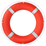 28' Boat Safety Throw Ring, 2.5 KG Adult International Standard Throw Ring, Ring Buoy with Reflective Tape and White Rope,Orange Thicken Life Ring