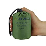 Delmera Emergency Sleeping Bag, Lightweight Survival Sleeping Bags Waterproof Thermal Emergency Blanket, Bivy Sack Survival Gear for Outdoor Adventure, Camping, Hiking, Green (Green- one Pack)