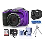 Minolta M35Z 20MP 1080p HD Bridge Digital Camera with 35x Optical Zoom, Purple - Bundle with Camera Case, 16GB SDHC Card, Memory Wallet, Cleaning Kit, Card Read er, Tabletop Tripod