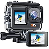 Action Camera 4K 24MP Ultra HD WiFi Dual Color Screen Sports Underwater Camera EIS 131FT Waterproof Camera 170 Degree Wide Angle, 2 Rechargeable Batteries and Accessories Kit