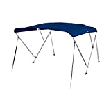 MSC 3 Bow 4 Bow Bimini Top Boat Cover with Rear Support Pole and Storage Boot, Color Grey, Burgundy,Navy,Beige,Pacific Blue,Black,Forest Green Available (Navy, 3 Bow 6'L x 46' H x 73'-78' W)
