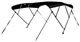 Leader Accessories Black 4 Bow 8'L x 54' H x 91'-96' W Bimini Top Cover 4 Straps for Front and Rear Includes Mounting Hardwares with 1 Inch Aluminum Frame