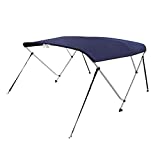 VINGLI 3 Bow Bimini Tops for Boats Sun Shade Canopy Cover Waterproof with 4 Straps Support Poles Mounting Hardwares & Storage Boot 6'L x 46' H x 73'-78' W Navy Blue