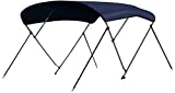 Leader Accessories Navy Blue 3 Bow 6'L x 46' H x 54'-60' W Bimini Top Cover 4 Straps for Front and Rear Includes Mounting Hardwares with 1 Inch Aluminum Frame