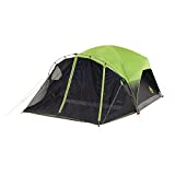 Coleman Camping Tent with Screen Room | 4 Person Carlsbad Dark Room Dome Tent with Screened Porch , Green/Black/Teal