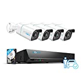 REOLINK 4K Security Camera System, 4pcs H.265 4K PoE Security Cameras Wired with Person Vehicle Detection, 8MP/4K 8CH NVR with 2TB HDD for 24-7 Recording, RLK8-810B4-A
