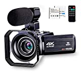 4K Camcorder Vlogging Camera for YouTube Ultra HD 4K 48MP Video Camera with Microphone & Remote Control WiFi Digital Camera 3.0' IPS Touch Screen