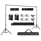 AW Backdrop Stand Kit 10 x 7ft Adjustable Background Support System Stand Kit 2 Spring & 4 Clips Carry Bag for Studio Photo Live Stream Party Event Photoshot Youtuber