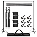 UBeesize Photo Backdrop Stand System Kit, 7 x 10 ft Adjustable Background Support Stand with 6 Backdrop Clamps, 4 Crossbars, 2 Sandbags, and Carrying Bag for Photography Video Studio Wedding