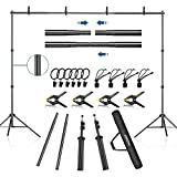 FUDESY Backdrop Stand 7x10Ft Adjustable Photography Background Support System Kit for Photo Video Studio with Carry Bag,Spring Clamps