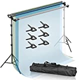 Julius Studio Triple Crossbar 10 (W) x 9.6 (H) ft Adjustable Backdrop Background Support Stands, with Mounting Bracket and 6 Pack Spring Clamp, Carry Bag, JSAG596