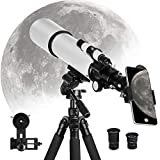 Telescope for Adults Kids Astronomy Beginners, 80mm Aperture 500mm AZ Mount, Astronomical Refractor Professional Telescope with Tripod and Phone Adapter to Observe Moon and Planet
