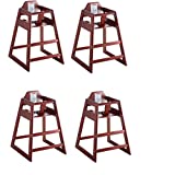 Lancaster Mahogany Finish Stacking Restaurant Wood High Chair 4 Pack Solid Wood Stacking Stackable
