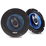 6.5' Three-Way Sound Speaker System - 180 W RMS/360W Power Handling w/ 4 Ohm Impedance and 3/4'' Piezo Tweeter for Car Component Stereo, Round Shaped Pro Full Range Triaxial Loud Audio - Pyle PL63BL