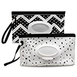 Baby Wipe Dispenser,Portable Refillable Wipe Holder,Baby Wipes Container,Wipes Dispenser, Reusable Travel Wet Wipe Pouch (2PACK)