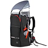 WIPHA Baby Backpack Carrier, Ergonomic Child Carrier Hiking with Sun Canopy, Safe Toddler Hiking Backpack Carrier with Large Storage Space&Insulated Pocket, Adjustable Padded Child Seat, Black