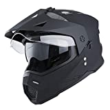 1Storm Dual Sport Motorcycle Motocross Off Road Full Face Helmet Dual Visor Matt Black, Size XL (59-60 cm 23.2/23.4 Inch)