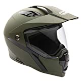 MMG Helmet Dual Sport Off Road Motorcycle Dirt Bike ATV - FlipUp Visor - Model 23 (Medium, Green)