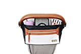 Itzy Ritzy Adjustable Stroller Caddy – Stroller Organizer Featuring Two Built-in Pockets, Front Zippered Pocket and Adjustable Straps to Fit Nearly Any Stroller, Coffee and Cream