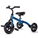 YGJT 3 in 1 Tricycle for Toddlers Age 2-4 Year Old, Folding Kids Bikes with Adjustable Seat and Removable Pedal, Ride-on Toys for Infant, Gift for Baby Boys Girls Birthday(Blue)