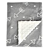 BORITAR Baby Blanket Super Soft Minky with Double Layer Dotted Backing, Little Grey Arrows Printed 30 x 40 Inch, Receiving Blankets