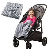 Non-Slip Stroller Blanket - Attaches to Stroller, Stays in Place, Out of Stroller Wheels. Soft Baby Grey Blanket by Intimom for Infant and Toddlers, Universal Fit for All Stroller & Car Seat.