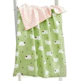 Baby Blankets for Boys & Girls, Baby Swaddle Blanket, Seposeve Double Layer Soft Plush Minky Blankets with Dotted Backing, 30 * 40 Inch, for Nursery Bed Stroller Crib Receiving Blanket. (Green Sheep)