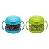 Ubbi Tweat No Spill 2 Pack Snack Container for Kids, BPA-Free, Toddler Snack Catcher, Green/Blue