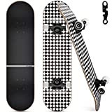 Letskate Skateboards for Beginners, 31'x8' Complete Skateboard for Kids Teens & Adults, 7 Layer Canadian Maple Wood Double Kick Deck Concave Standard and Tricks Skateboard with All-in-1 Skate T-Tool