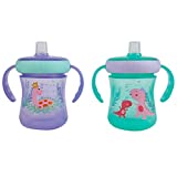 The First Years Soft Spout Trainer Cup for Babies with Straw and Handles, Princess Dinosaurs, 7 Ounce (Pack of 2)