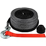 OKBA Synthetic Winch Rope Kit 1/4' x 50' - 8200 Ibs Winch Cable Line Rope Accessories Kit w Rope Snap Hook and Rubber Stopper for 4x4 Off Road Vehicle ATV UTV Polaris UTV