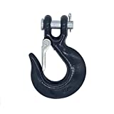 Ucreative Recovery 1/4 inch Clevis Slip Hook with Safety Latch - Heavy Duty Forged Steel Towing Winch Hook for ATV UTV (fit 3/16 and 1/4 inch Synthetic Winch Rope)