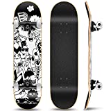 Outify Skateboard for Beginners Girls Boys, 31 Inch Complete Standard Skateboard for Kids Teens Adults, 8 Layer Canadian Maple Double Kick Deck Concave Cruiser Trick Skateboard for Outdoor Sports
