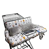 Shopping Cart Cover for Baby Cotton, Minky Bolster Positioner, 6.5' Cellphone Holder, High Chair Cover for Boy Girl,Infant Grocery Cart Cushion Liner Large