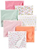 Simple Joys by Carter's Girls' Flannel Receiving Blankets, Pack of 7, Pink/Mint Green, Dinosaur/Lemon, One Size