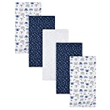 Gerber Boys Newborn Infant Baby Toddler Nursery 100% Cotton Flannel Receiving Swaddle Blanket, Critters Blue, Pack of 5
